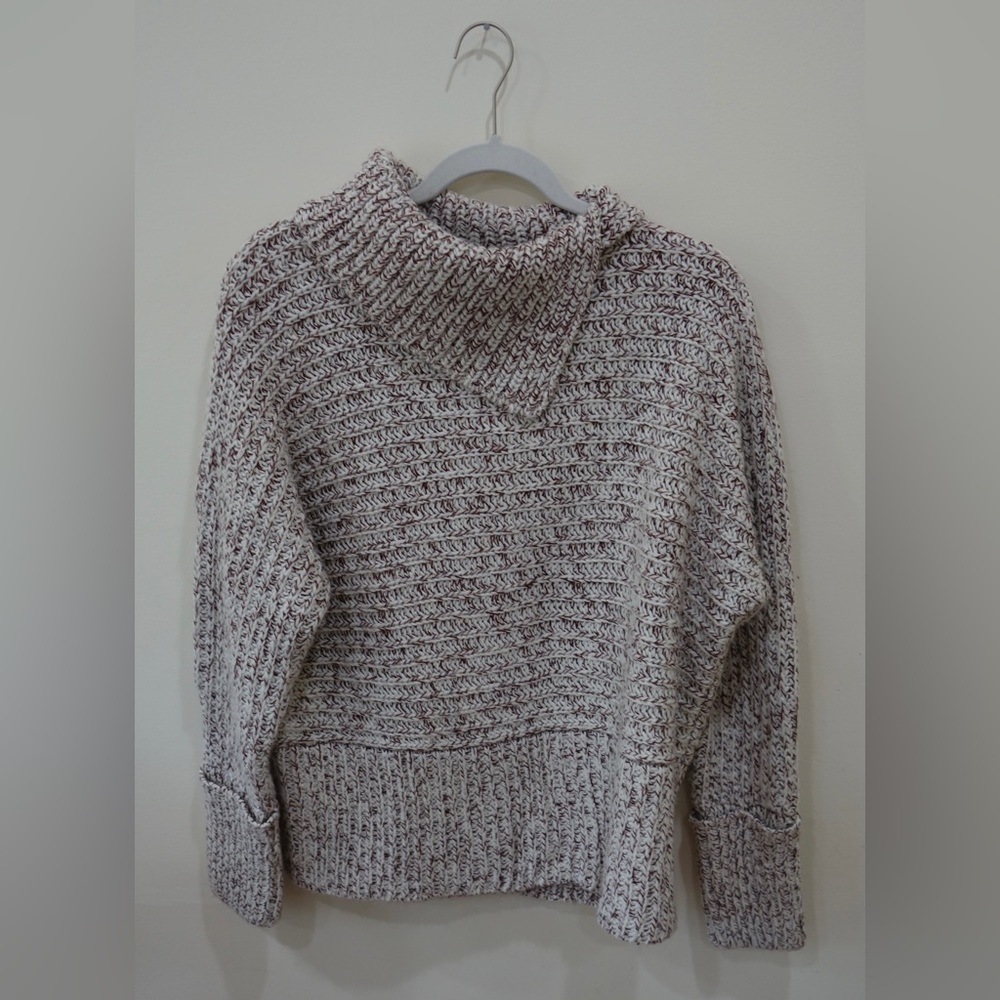 Topshop Maroon & White Knit Chunky Sweater - US 6